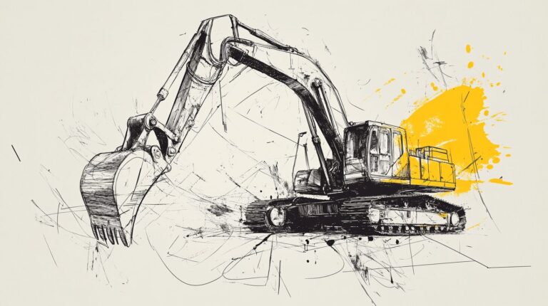 Drawing of a steam shovel